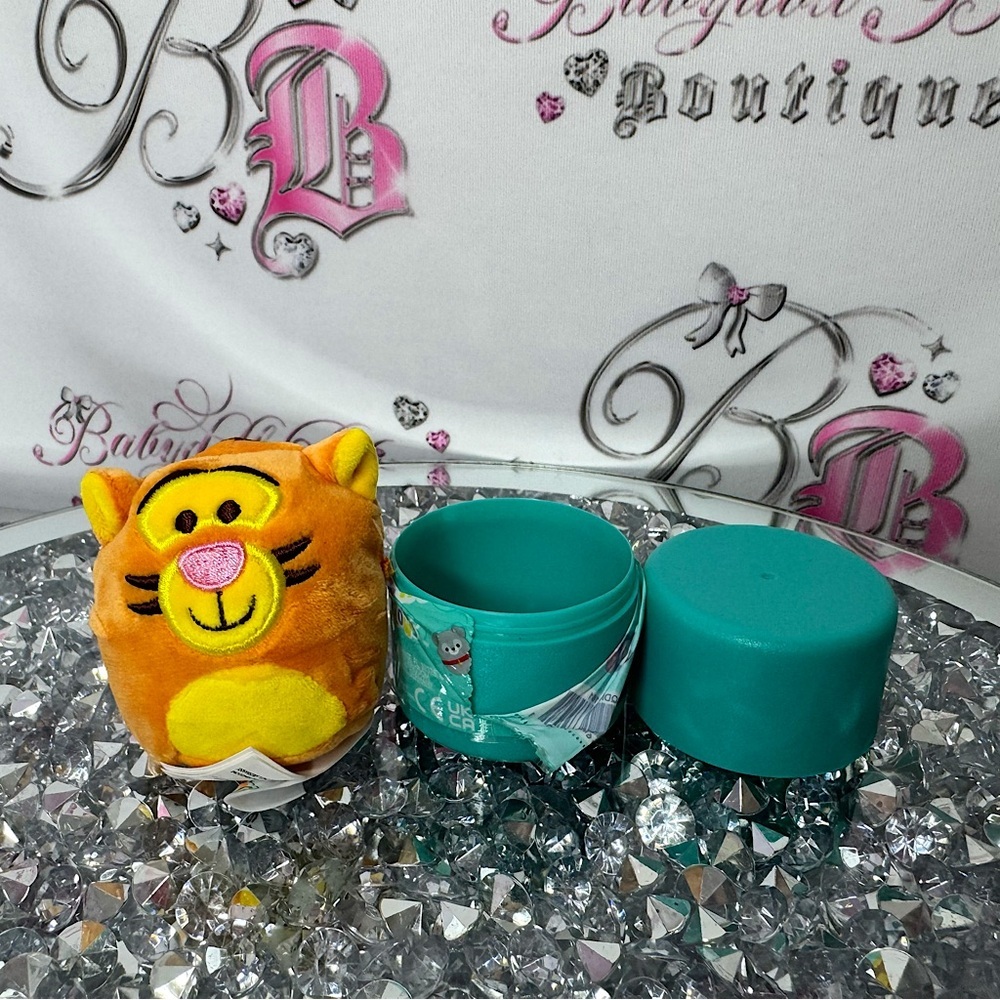 Squishmallow tiger Disney Yellow and Orange Plush Toy with Container egg blue